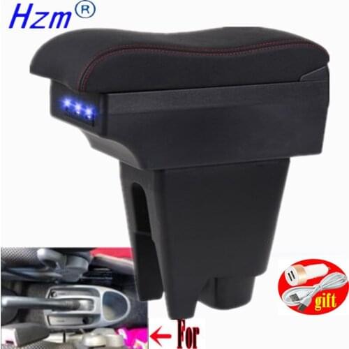 For Peugeot 107/Citroen C1/Toyota Aygo BJ/BYD F0 armrest box Interior Car Armrest Center Storage box USB LED Curved surface