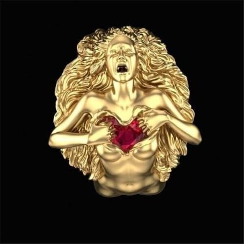 Blaike Statement Adam and Eve Yellow Gold Filled Ring Wedding Party Jewelry Birthday Gifts Free Shipping