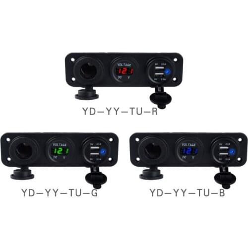 100pcs Dual USB Auto Car Cigarette Lighter Socket Splitter 2.1A Power Adapter Charger for iPhone Digital Voltmeter