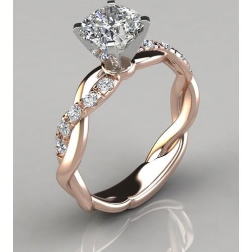 Luxury Female White Crystal Thin Ring Charm Rose Gold Color Wedding Rings For Classic Infinity Round Zircon Engagement Ring