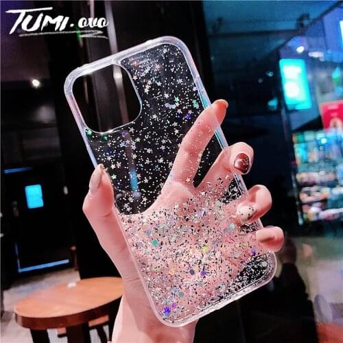 Luxury Bling Star Glitter Silicone Case For iPhone 12 11 Pro Max Mini Xs Max XR X 10 SE 2020 Cover For iPhone 7 8 6 6s PIus 5s 5