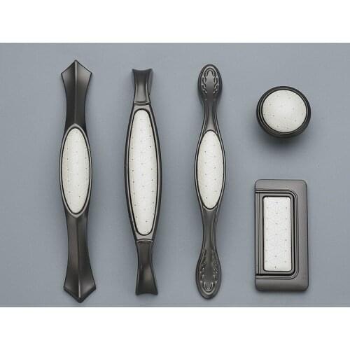 Zinc Alloy Ceramic Furniture Handle Nordic Style Grey Ceramic Kitchen Cabinet Door Handle Wardrobe Drawer Knob Home Decoration