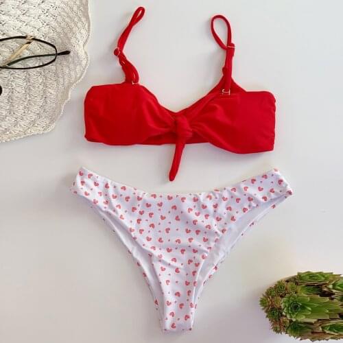 Sexy Swimwear Bikini High Waist Print Split Sleeveless V Neck Summer Swimsuit 2021 New Trendy Casual Brazilian Bikini Mujer