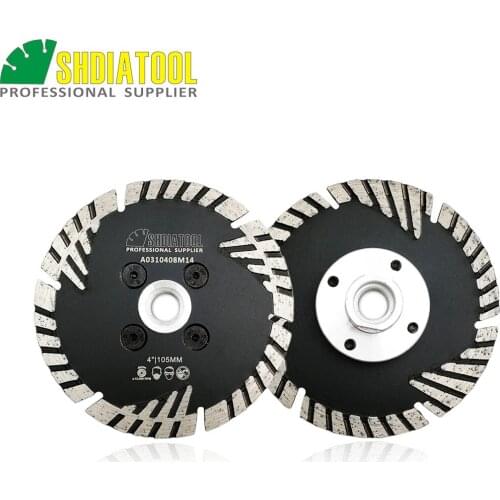 SHDIATOOL 2pcs 105mm Hot pressed Diamond turbo Blade with Slant protection teeth 4inch M14 flange cutting disc