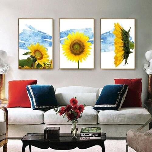 Nordic Print Canvas Painting Modern Minimalist Plant Flower Poster Sunflower Wall Art Painting Home Decoration Living Room