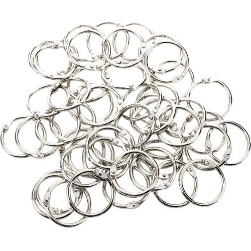 50 Pcs Staple Book Binder 30mm Outer Diameter Loose Leaf Ring Keychain