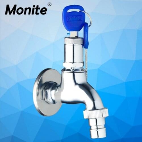 Chrome Plastic Torneira Washing Machine Bathroom Single Cold Wall Mounted Key Lock Switch 2018 Sink Faucets,Mixers &Taps