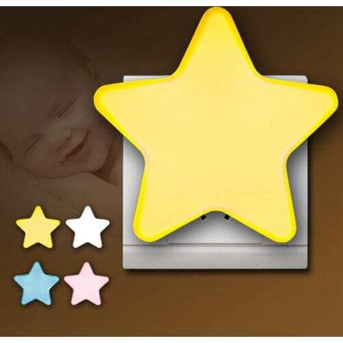 LED Plug-in Night Light Light Sensor Controlled EU US Plug LED Night Lights Pentagram Shaped Lamp Take Good Care Children Sleep