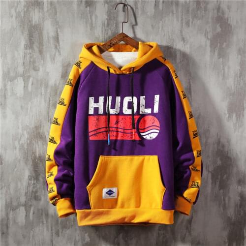 Mens Sweatshirt Hoodies Men 2021 Autumn Winter Fleece Printed Patchwork Male Hip Hop Japanese Streetwear Thick Warm Hoodie Men