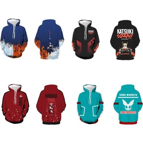 Anime 3D My Hero Academia Midoriya Izuku Katsuki Bakugou Cosplay Men Women Sweatshirt Hoodie Jacket Pullover Printed Sportswear