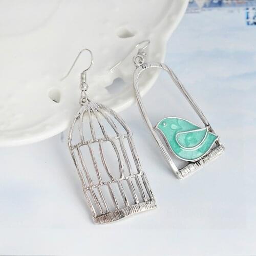 The bird stands in the cage Kirsite Drop Earrings Dangling Earrings Jewelry accessories yearning for freedom Earrings