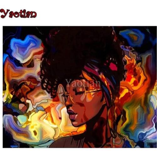 Yaotian 5D DIY Diamond Painting Full Drill Square Craft Kit Diamond Embroidery African women Mosaic Handmade Gift Wall Art
