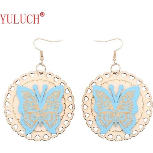 YULUCH New Arrival Natural Wooden Handmade Design Round Love Heart Butterfly Pendant for Sweet Romantic Woman Jewelry Gifts