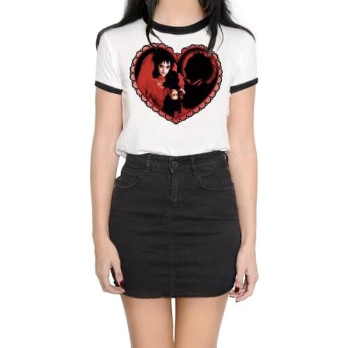 QICIUS Goth T Shirt Women 2021 Fashion Girls Beetlejuice Print E Girl Crop Top Femme Short Grunge T-Shirt Camisetas De Mujer