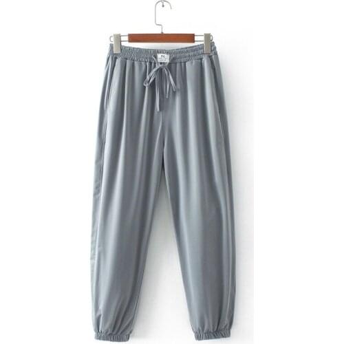 Plus Size XL-4XL Black Grey Womens Elastic Waist Sportswear Pants Casual Spring Summer All Match Simple Pants