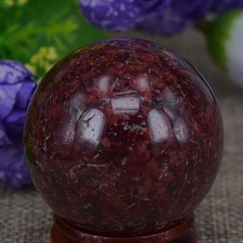 1.6")40MM Natural Stone Dark Red Spot Jasper Sphere Globe Ball Crystal Ball Chakra Healing Reiki Stone Carving Crafts W/Stand