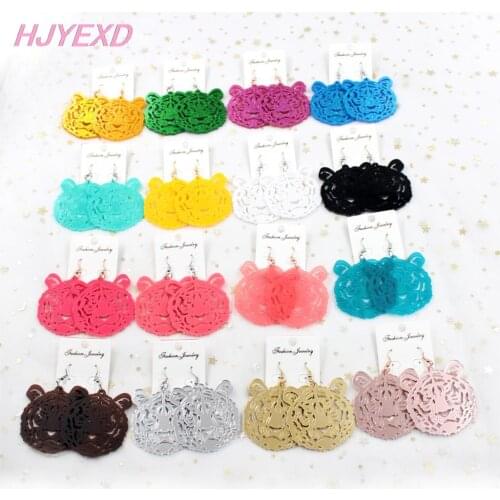 1pair) 50mm Acrylic Tiger Dangle Earrings Black/ White /Turquois Matt / Mirror/Glitter Assorted Tiger Earrings Hoop 2" -AH014