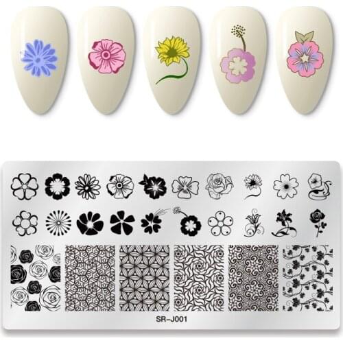 1PC Rectangle Flower Stamping Plate Space Stainless Steel Nail Picture Stamp Templates Nail Art Design Image Plate Tools
