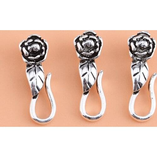 925 sterling silver Thai silver S buckle accessories flower buttons handmade DIY bracelet necklace accessories