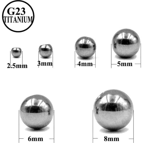10 pcs G23 Solid Titanium Ball Piercing Screw Hole Replacement Accessories Lip Eyebrow Tongue Ear Body Piercing Jewelry 14/16G