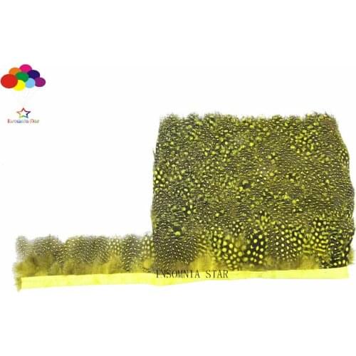 10 yards high quality pearl pheasant feather trim yellow cloth sideband 4-6cm wide for skirt wedding dress party DIY crafts
