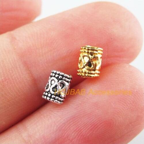 100Pcs Retro Tibetan Silver Tone Gold Color Flower Tube Spacer Beads Charms 5mm