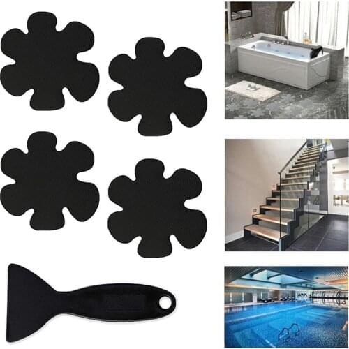 20Pcs Safety Treads Non-Slip Applique Stickers Bathtub Shower Mat Black