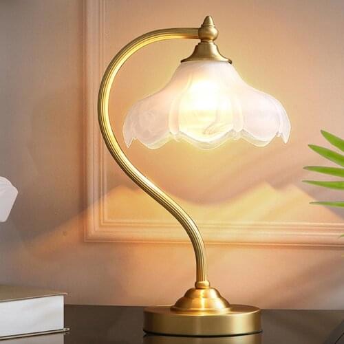 23x42cm Free Shipping Copper Table Lamp for Bedroom Bedside Lamp Living Room Led Night Lamp Study Desk Lamp Home Decor E27