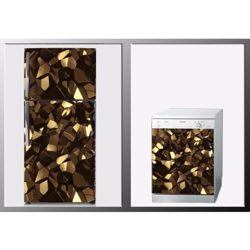 3D DIY Golden Cubes SelfAdhesive Refrigerator Dishwasher Door Sticker Wallpaper wall sticker Kitchen wallpaper Poster