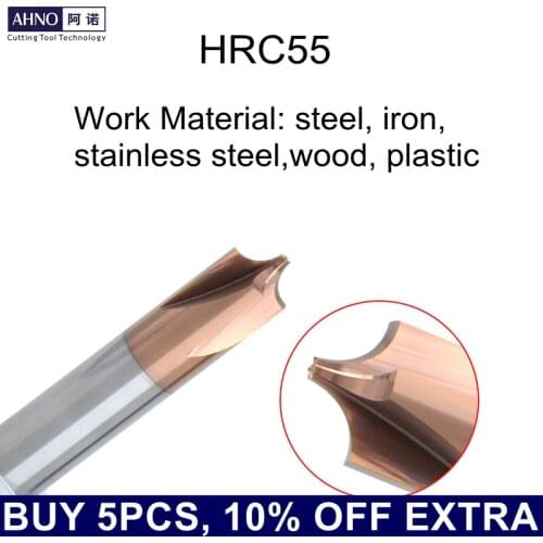 AHNO Tungsten Carbide Inner R Chamfer Chamfering Cutter To Work Material Stainless Steel Plastic Wood on CNC Engraving Machine