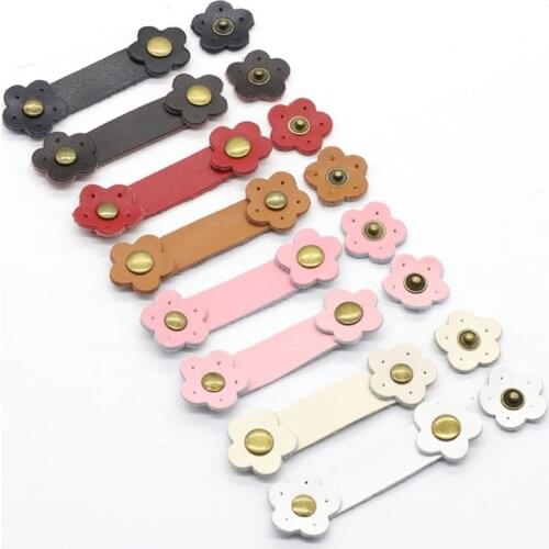 D0LF Soft Leather Buckles Purse Hasp DIY Bag Wrist Strap Plum Flower Shape Tool