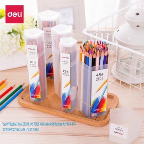 Deli 12/18/24/36/48 colors Pencil sets for School supplies Stationery kids Painting Drawing Colored Pencils children gift