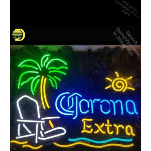 Coron Extra Palm Tree Beach Chair Sun Neon Sign neon bulb Sign light Sign glass Polis Signage Shop Palm Trees neon light wall