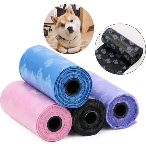 Home Clean Refill Garbage Bag Degradable 2 Rolls 30 Pcs Printing Cat Dog Poop Bags Outdoor Pet Waste Clean Poop Bags