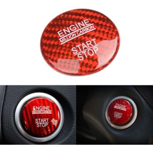 Mini Auto Car Sticker Engine Ignition Start Button Cover Stop Switch Key Decor Ring Carbon Fiber Sticker