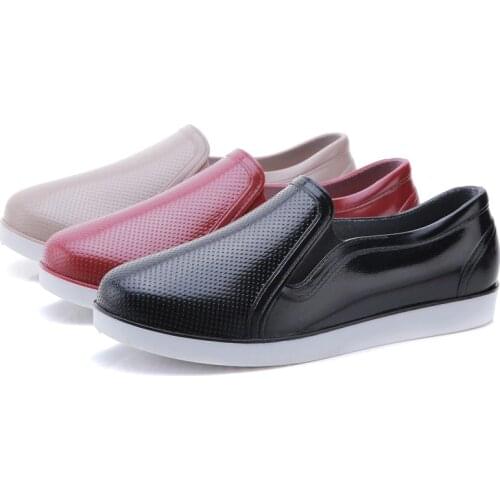 Fashion Anti-skid Rain Boots Womens Galoshes Chef Shoes Car Wash Work Shoes Rubber Gumboots Low Tube