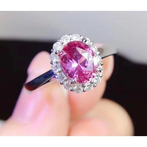 Fashion Chic Pink Crystal Zircon Diamonds Gemstones Rings for Women Girl White Gold Silver Color Jewelry Bague Bijoux Gifts New