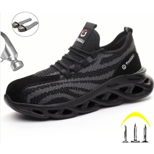 Breathable Men Work Safety Shoes Anti-smashing Steel Toe Cap Working Boots Construction Indestructible Work Sneakers Men Shoes