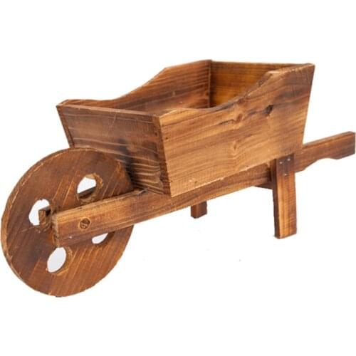 Fleshy Ornamental Planting Pot Durability Gardening Supplies Creative Ruggedness 1pcs Plants Flowers Wooden Cart Flowerpot