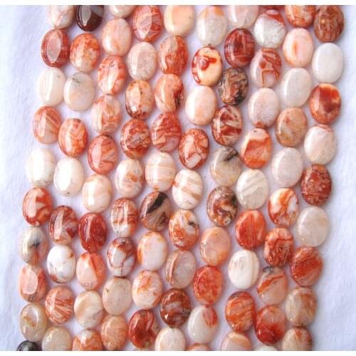 Natural Red Bamboo Agate Flat Oval Shape 12*16mm Loose Beads For Jewelry Making DIY Bracelets Necklace Earrings