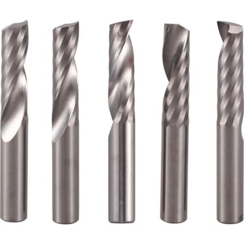 New 5Pcs 6Mm 1/4 Inch Carbide Cnc Router Bits One Single Flute End Mill Tools 22Mm