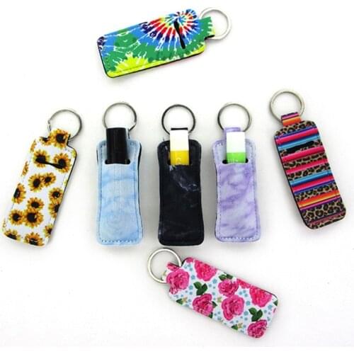 Portable Lip Balm Lipstick Packaging Bag Printed Lightweight Storage Case Travel Home Organize Hanging Bag with Keychain