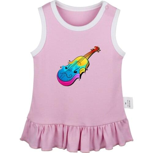 Violin Retro Musical Instruments Sheet Music Forest State of Mind Girls Dresses Toddler Sleeveless Dress Infant Cotton Clothes