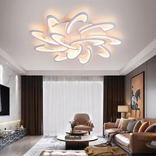 Modern Ceiling Chandeliers Lights With Remote Control for Bedroom Living Room Kitchen White Luminaires petal Lighting Lamp WF
