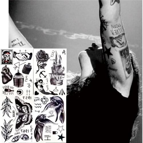 CWP CT01 H. Styles Butterfly Tattoo with Mermaid tattoo And Cross Tattoo Pattern