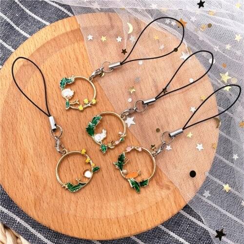 Universal Metal Cute Rabbit Carrot Lanyard Mobile Phone Chain Straps Ring Loop Keychain Strap Charm Bag Cords DIY Hang Rope