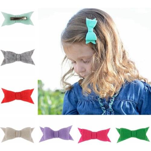 Yundfly 10pcs/lot Baby Girls Felt Bow Hair Clips Cute Hair Bow Hairpins Alloy Clips Kids Birthday Gift Photography Props