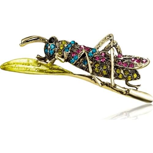 Vintage Grasshopper Brooches for Women Cute Insect Brooch Pin Hot Sale Winter Coat Accessories High Quality Gift