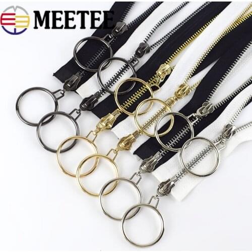 1pc 120cm O Ring Gold Silver Metal Zipper Double Sliders Open-end Zippers for Sewing Coat DIY Clothing Tailor Tools