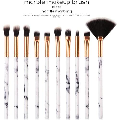 10PCS Marble Makeup Brushes Tool Set Cosmetic Powder Eye Shadow Foundation Blush Blending Beauty Handle Marbling Make Up Brush